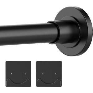 Shower Curtain Rod Adjustable 30-80" with Holder, Anti-Rust Shower Rod & Spring Tension Shower Rod No Drill, Black Shower Curtain Rod for Bathroom Tension Rod