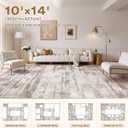 Abstract Living Room Rug 10x14 - Modern Washable Soft Thin Area Rug for Living Room Bedroom Under Dining Table - Neutral Indoor Floor Rug Carpets for Home Office Playroom Nursery - Light Brown