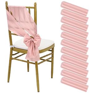 60 PCS Satin Chair Sashes Rose Gold Shiny Chair Ribbon Ties Back Bows Designed Sashes Universal Chair Cover for Wedding Reception Gathering Birthday Party Banquet Restaurant Chair Decor (7x78inch)