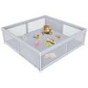 Extra Large Baby Playpen 7979 Inch, Playpen with 2 Zipper Door for Babies and Toddlers, Play Pen Pin Indoor Outdoor Baby Play Fence (Grey)