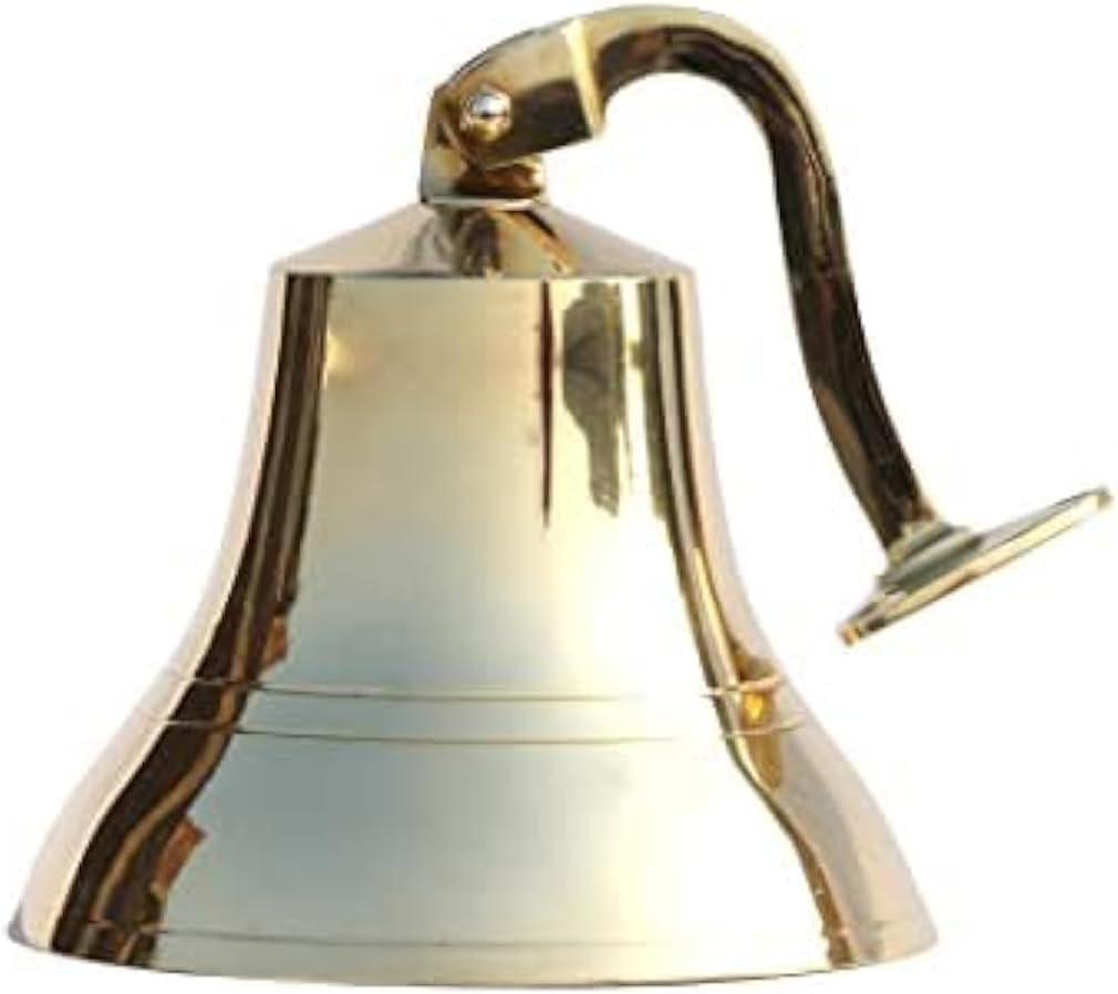 Handcrafted Wall Hanging Nautical Brass Ship Bell Polished 6" Indoor & Outdoor Wall Mounted Brass Bell Maritime Decor