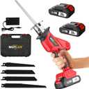 Cordless Reciprocating Saw, Electric Saw with Battery and Charger, 20V Battery Power Saws, 0-3500 SPM Variable Speed, Tool-Free Change, 4 PCS Blades for Wood PVC Metal Pipe Tree Cutting, 2 Batteries