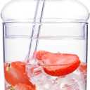 WHJY Glass Tumbler with Lid and Straw - 16oz Heat Resistant Glass Cup for Travel, Smoothies and Outdoor Use (Clear)