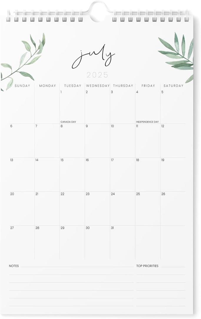 Karto Wall Calendar 2025-2026 - Vertical 11x17 inch July 2025 to December 2026 - Boost Your Productivity and Easy Planning with the Aesthetic Monthly Calendar - Greenery (Large)