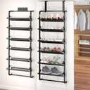 BUKFEN 6 Tier Adjustable Heavy Duty Metal Shoe Rack, Door Hanging and Wall Mount Organizer for Closet, Bedroom, Entryway, Laundry, Apartment, Small Spaces, Space Saving Solution for Busy Homes