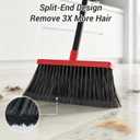 Broom with Dustpan Combo Set, Long Handle Upright Standing Self-Cleaning Broom and Dustpan Set for Pet Hair & Dust Cleanup, Indoor Outdoor Use for Home, Kitchen, Office, Red & Gray
