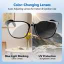 AI Smart Glasses for Men & Women – Powered by ChatGPT, Real-Time Translation, Bluetooth Glasses with Photochromic Lens, Music & Hands-Free Calling, UV & Blue Light Protection, Thin Temples