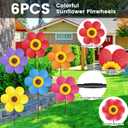 6PCS Sunflower Wind Spinners with Stakes 14" W x 29" H Wind Spinners Lawn Pinwheel Rainbow Windmill Outdoor Pinwheels for Yard DecorationMulticolor
