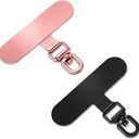 Stainless Steel Phone Tether Tabs - Universal Rust-Proof Lanyard Patches for Cell Phone Straps,Wristbands & Crossbody,No Adhesive (Rose Gold+Black)