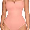 FeelinGirl Square Neck Shapewear Bodysuit for Women Sleeveless Tummy Control Slimming Bodysuit Going Out Tank Tops (Small, Pale Pink)