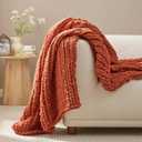 Amlie Home Chunky Knit Throw Blanket for Couch, Soft Chenille Handmade Crochet Throw Rope Knot Blanket for Couch, 50"x60", Burnt Orange