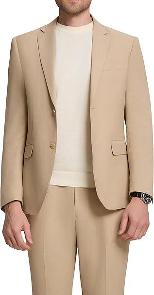 Mens Knit Suit Set 2 Pieces Slim Fit 2 Button Suit Blazer Pants Lightweight Casual Tuxedo Men for Wedding Prom, Size 46 LG