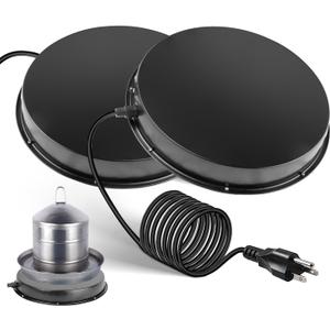 2PACK Chicken Water Heater for Winter Heated Poultry Waterer Base,with Thermostat and 9.8ft Power Cord, Dia.11in,Suitable for Plastic/Metal Poultry Waterer (Black)