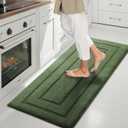 GRANNY SAYS Kitchen Mats for Floor Resist Dirt Kitchen Rugs Non Slip Washable, Long Rug Runner for Sink Laundry Thick Durable Polypropylene Comfort Standing, 47" x 20", Green (1'6" x 3'11")