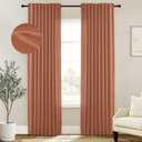 INOVADAY Linen Curtains for Living Room Bedroom, Back Tab Sheer Privacy Curtains 2 Panels, Light Filtering Farmhouse Drapes W50xL96 BurntOrange