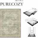 PureCozy 6x9 Green Washable Area Rug Non Slip Vintage Carpet