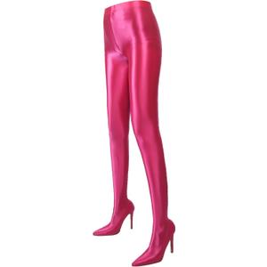 Pull On Legging Boots for Women Thigh High Stiletto Stretch Heel Boots (8, Pink)