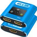 HDMI Switch Splitter 4K@60Hz, Aluminum Bi-Directional HDMI 2.0 Switcher, HDMI Splitter 1 in 2 Out/ 2 in 1 Out, Support 4K 3D HDR for Xbox, PS5/4/3, Fire Stick, Roku, HDTV, Projector, Computer (Blue)