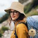 PFFY Quick Dry Waterproof Packable Bucket Hat for Women Men Outdoor Sun Hats with Detachable Chin Strap (Black)