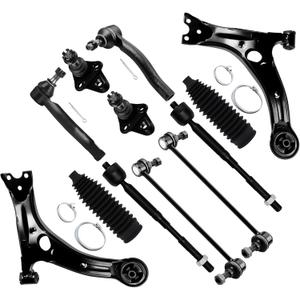 SCITOO 12pcs Front Suspension Kit Lower Control Arm Ball Joints Sway Bar Links Inner Outer Tie Rod Ends w/Steering Boots fit for 2003-2008 for Toyota Corolla