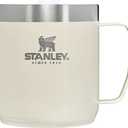 STANLEY Stay-Hot Camp Mug | Press Fit Drink Through Lid | Cup for Coffee, Tea and Drinks | Insulated Stainless Steel Coffee Mug | BPA-Free (12 Ounces, Cream Gloss)