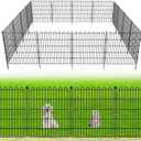 5 Panels No Dig Decorative Garden Fence for Yard, 24 in(H) X 10 ft(L) Animal Barrier Fencing for Outdoor Dog, Metal Portable Garden Fences for Borders, Pets, Landscape, Temporary Fence