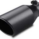 LCGP 3" Inlet Exhaust tip 5" Outlet 12" Overall Length, 3x5x12inch, Stainless Steel, Black Powder Coated Exhaust Tailpipe
