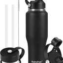 32oz Water Bottle Insulated with Straw,Leak Proof Water BottlesMens Water Bottle Stainless Steel for Gym,Hiking,TravelSport,1 Liter,Bpa free