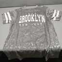 Jigfar Women's Sparkly Sequin Short Sleeve T-Shirt Dress Casual Loose Cute Tunic Blouse, Size: L, Gray