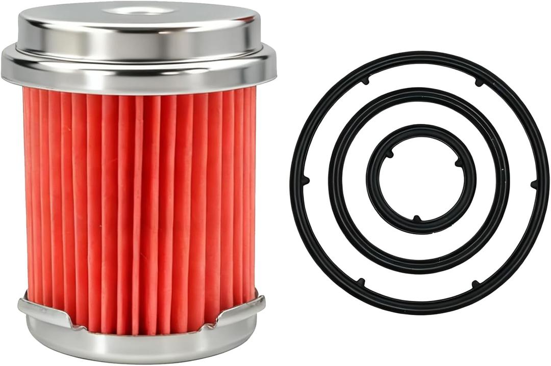 Transmission Filter with O-ring Kit for Honda, 25450-P4V-013 Auto Transmission Oil Fluid Cooler Filter with O rings Gasket Set for Honda Odyssey Accord CR-V Civic Pilot Acura RDX RLX TSX TL (Red)