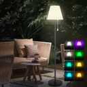 Outdoor Floor Lamp Solar Powered Outdoor Lamps for Patio Waterproof, Rechargeable Indoor Cordless Floor Lamp with Light Sensor, Smart RGB LED Outdoor Lamp for Lawn, Pool, Garden. (White)