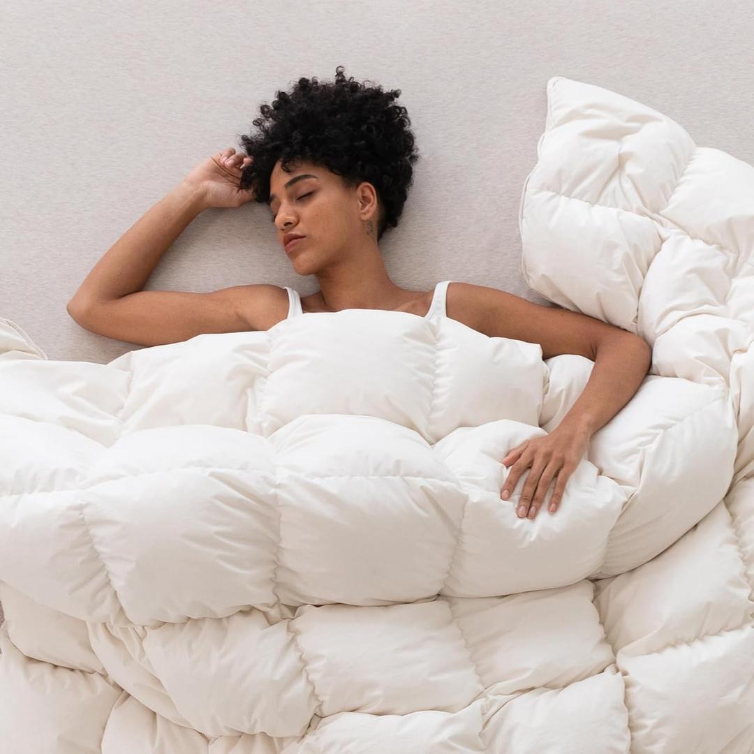 Three Geese Down Feathers Fiber Comforter Cal-King Size - 750 Fill Power All Season Down Duvet Insert, Ultra-Soft Hotel Collection White Comforter, Baffle-Box Design - Noiseless -Medium Warmth., California King