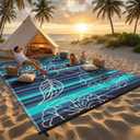 Garvee 8x10 Outdoor Waterproof Rug, Floral Outdoor Area Rug，Reversible Plastic Straw Patio Rug, Portable Camping Mat for RV, Picnic, Beach, Balcony, Garden & Camping Black&Blue