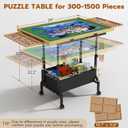 1500 Pcs Adjustable Puzzle Table & Tilting Angles, Drawers, Cover for Adult, Large-1500 Pieces