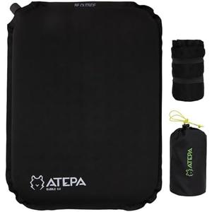 ATEPA Inflatable Stadium Seat Cushion Bed, Self-Inflating Memory Foam Stadium Seats Bleacher Seat Chair Cushion Pad for Airplane Travel Backpacking Sports Events.Color Blue,Bag Black