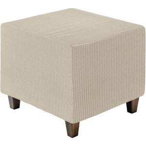 uxcell Ottoman Cover Square, Jacquard Ottoman Slipcover with Elastic Bottom, Stretchable Footrest Stool Covers for Living Room Furniture Protector (Yellow, Small Size)