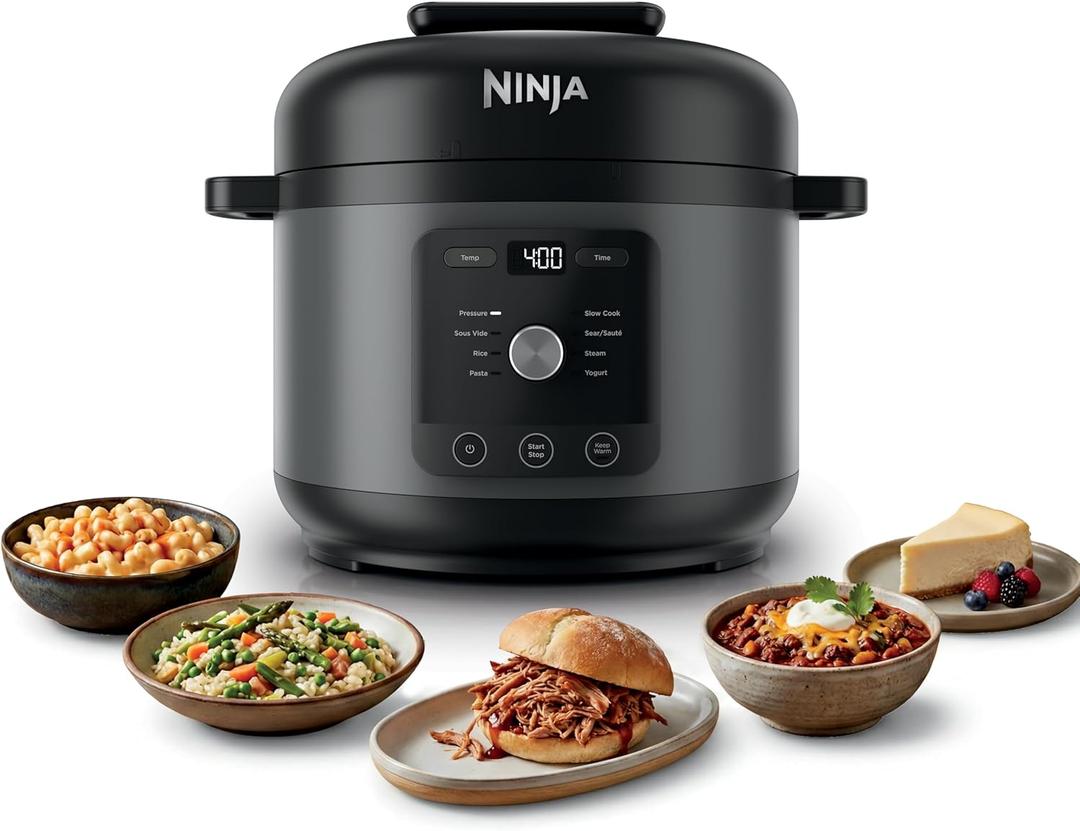 Ninja HyperHeat 9-in-1 Electric Pressure Cooker | 6.5 Qt Multi Cooker with Sear/Saut, Slow Cooker, Rice Cooker, Sous Vide | 1200W | Fast Cooking, PFAS-Free Pot | Dark Gray | PC201GY (Grey)