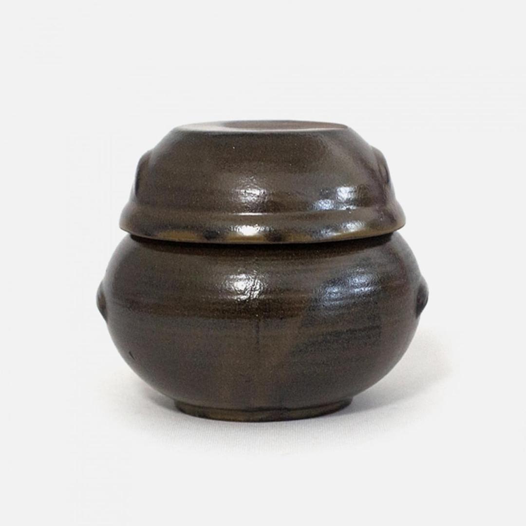 Earthenware Onggi Korean Traditional Clay Jar Ceramic Canister/Handmade Food Sauce Storage Container for Tea, Coffee Bean, Salt/Breathing Clay Pot Kimchi Fermentation Crock (No.2(H9cm))