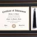 ELSKER&HOME 11x17 Diploma Frames with Tassel Holder for 8.5x11 Certificate Document Shadow Box, Mahogany Frame, Degree Double Mat, Black with Gold Rim