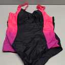 Zando Color Block Athletic Sporty Swimsuit One Piece with Tummy Control & High Neck - Full Coverage Modest Bathing Suit Slimming Swimwear for Women 2025, Black Red Splice, Large