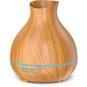 Aromatherapy Essential Oil Diffuser 550ml 12 Hours Wood Grain Aroma Diffuser with Timer Cool Mist Humidifier for Large Room, Home, Baby Bedroom, Waterless Auto Shut-off, 7 Colors Lights Changing