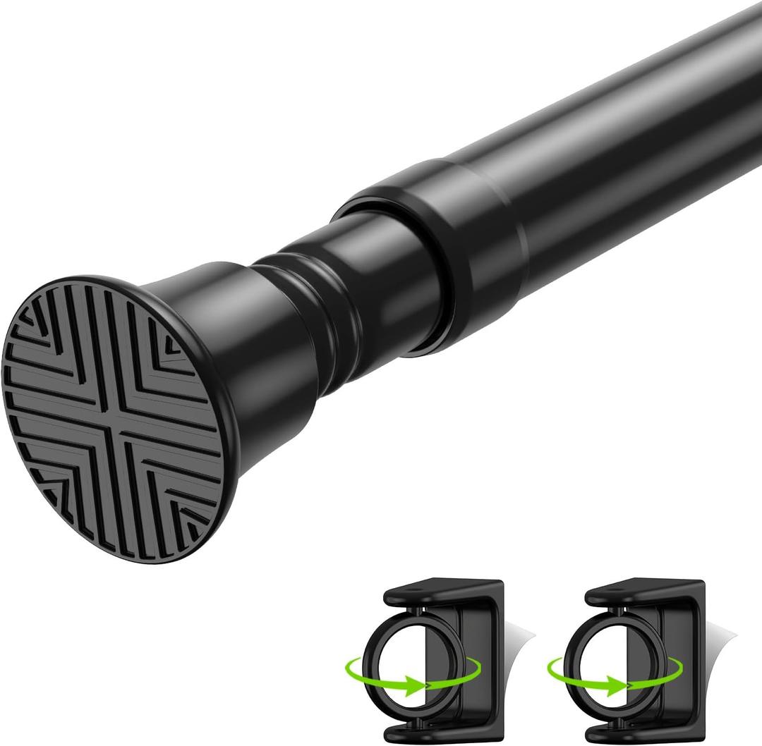 Small Tension Rod 18-36inch Black Tension Curtain Rod No Drilling Spring Curtain Rods for Windows Short Tension Rod Adjustable Curtain Rod for Windows,Door,Closet,Kitchen (18" to 36"-1Pcs)