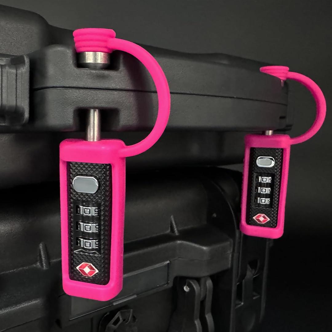 LAFENLIN TSA Approved Firearm Travel Case Locks, Gun Case Hard Pistol Cases Lock Gun Carrying Case Lock, Cut-Proof Case TSA Padlocks for Rifles/Revolver/Handgun/Camera Hard Cases (Pink-2 Pack)
