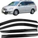 Window Visor Compatible with 2005-2007 Honda Odyssey, Acrylic Black Slim Style Sun Rain Guards Cover by IKON MOTORSPORTS, 2006