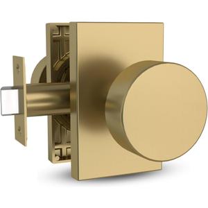 Mega Handles Laura Passage Door Knobs - 1 Pack Reversible Interior Door Knobs, Heavy Duty Passage Gold Door Knob for Closet & Hallway, No Lock, Fits All Standard Door Sizes - Satin Brass