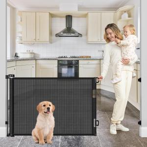 80 Inch Retractable Baby Gates for Doorways Retractable Mesh Dog Gate for The House 33 Tall Retractable Gate Outdoor Baby Gate for Decks Indoor Retractable Pet Gate Mesh Child Safety Gate for Stairs