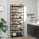 NUMENN 6 Tier Bookshelf, Tall Bookcase Shelf Storage Organizer, Modern Book Shelf for Bedroom, Living Room and Home Office, Black