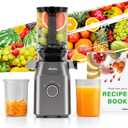Juicer Machines, Cold Press Juicer for Fruit and Vegetable, Masticating Machine with Juice Recipe, Self Feeding Effortless for Batch Juicing,Easy to Clean,High Juice Yield