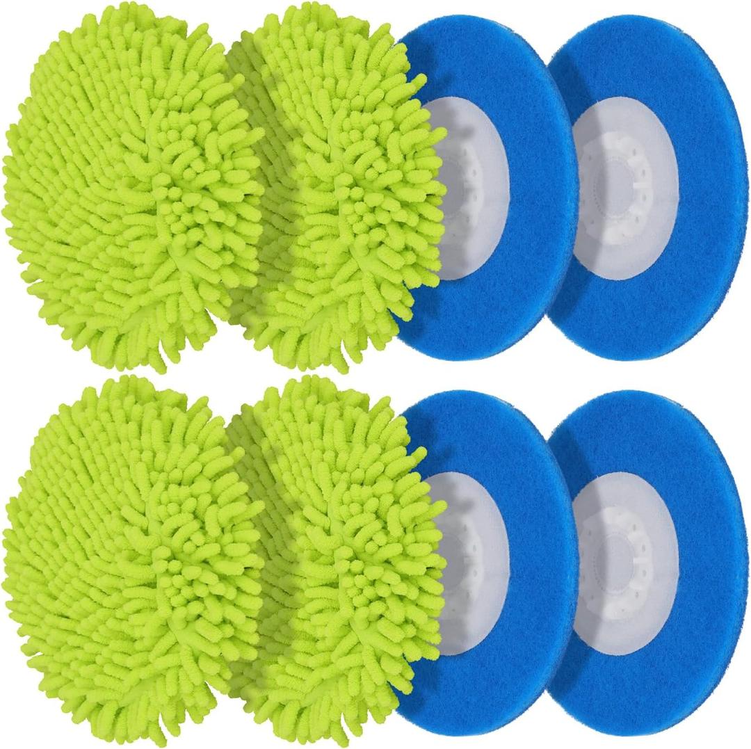 Magic Sponge Eraser Pads and Microfiber Chenilles Pads for Shark Steamer S7001 s7020 s7000amz s7000 s7001tgt s7201 s8201 S7005 s8001 Series Rotating Steam Scrubber,Scrub Sanitize at The Same (4 Green + 4 Blue)
