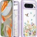 for Google Pixel 9 Pro XL Case - Women Girls Cute Cover Girly Aesthetic Kawaii Unique Design Teens Butterfly Flower Heavy Duty Shockproof Protective Phone Case for Pixel 9 Pro XL 6.8 Inch